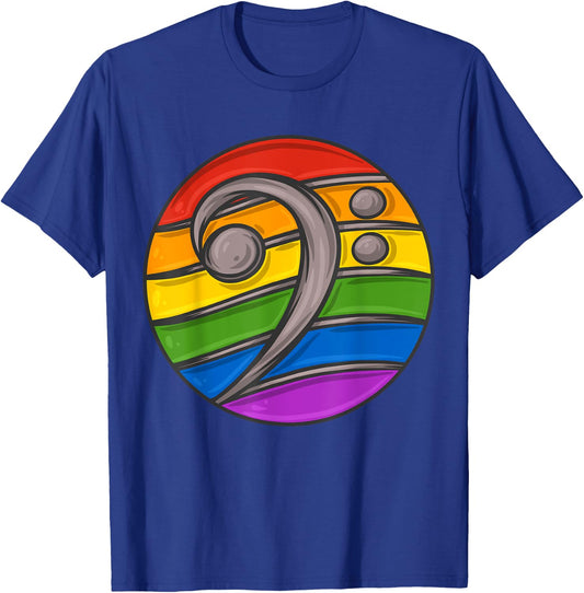 Bass Clef Headphones Notes Music Song Musician Rainbow T-Shirt - T-Shirt | Royal