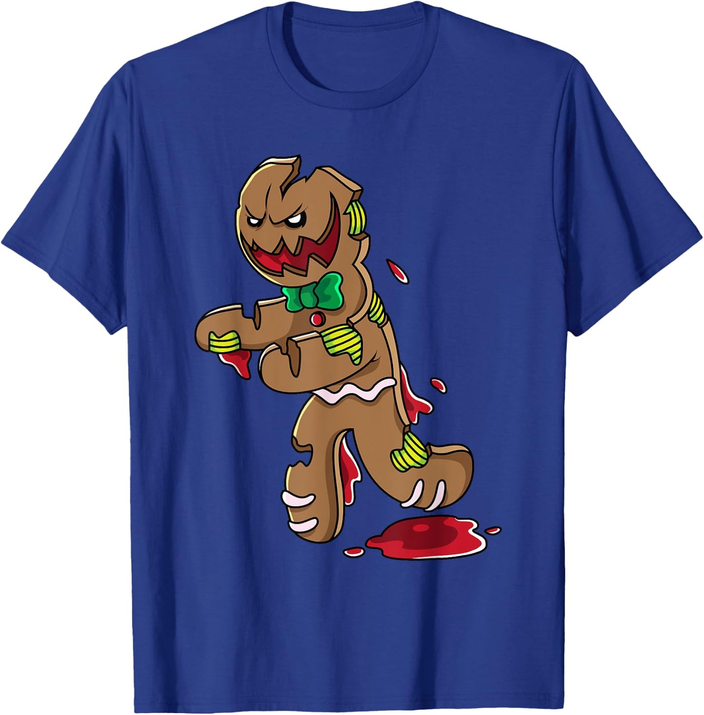 Scary Zombie Gingerbread Man Christmas Horror Krampus Cookie T-Shirt - T-Shirt | Royal