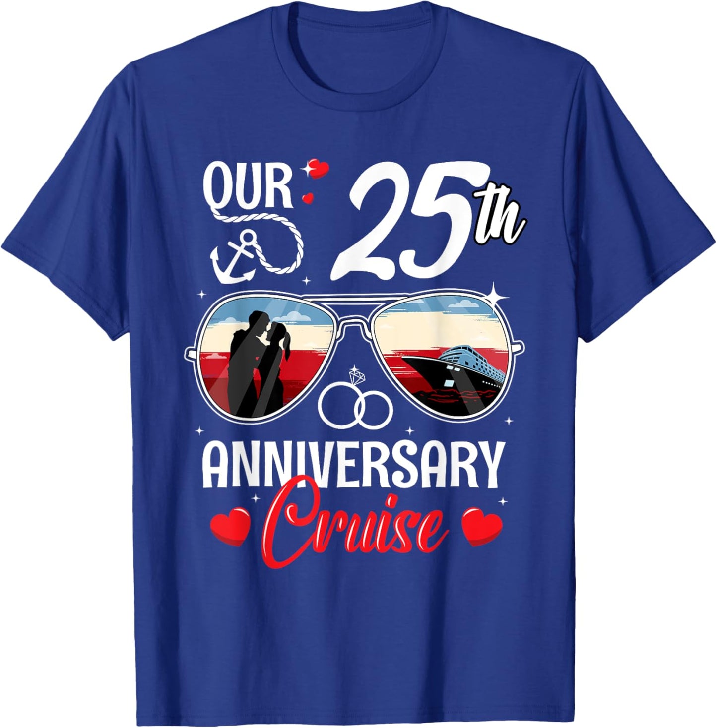 25th Wedding Anniversary Cruise Vacation Husband Wife Couple T-Shirt - T-Shirt | Royal