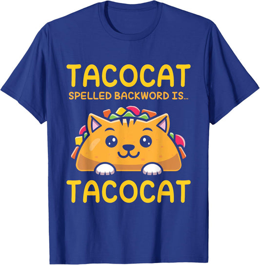 TACOCAT Spelled Backward Is TACOCAT - I Love Cats And Tacos Men Women Girls Kids T-Shirt - T-Shirt | Royal