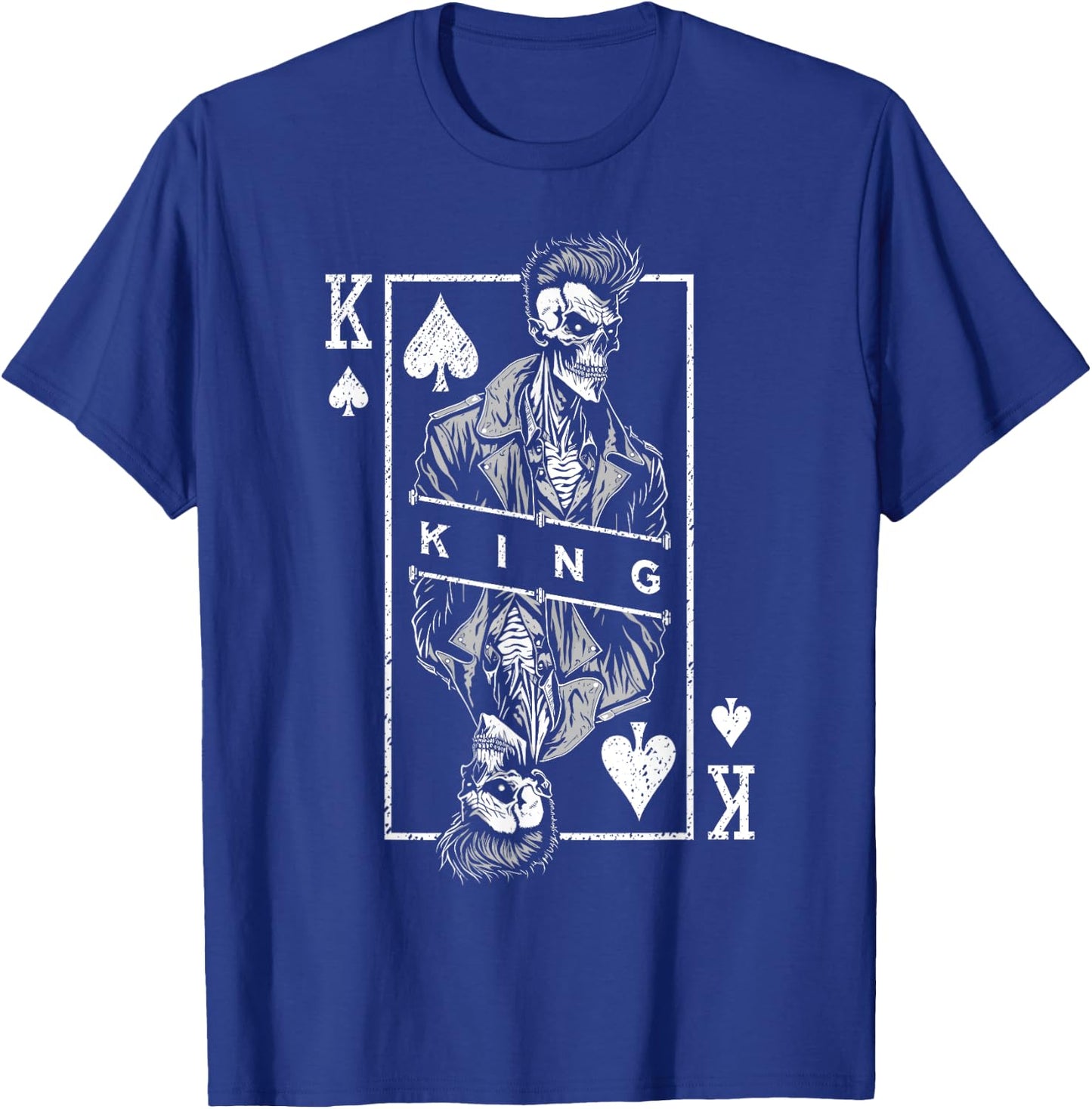 King Of Spades Poker Biker Zombie Halloween Playing Card T-Shirt - T-Shirt | Royal