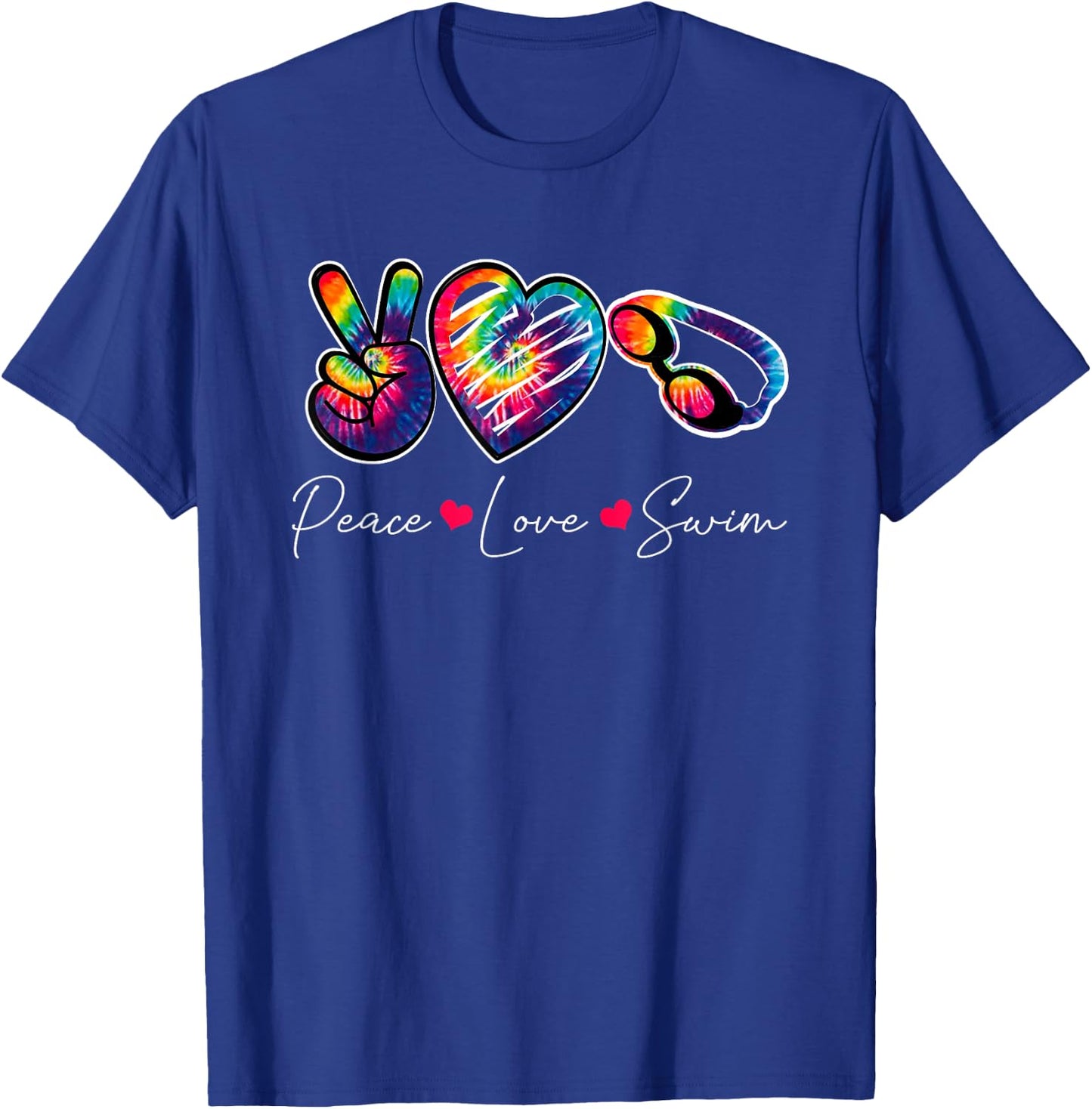 Peace Love Swim | Swimming Lovers T-Shirt - T-Shirt | Royal
