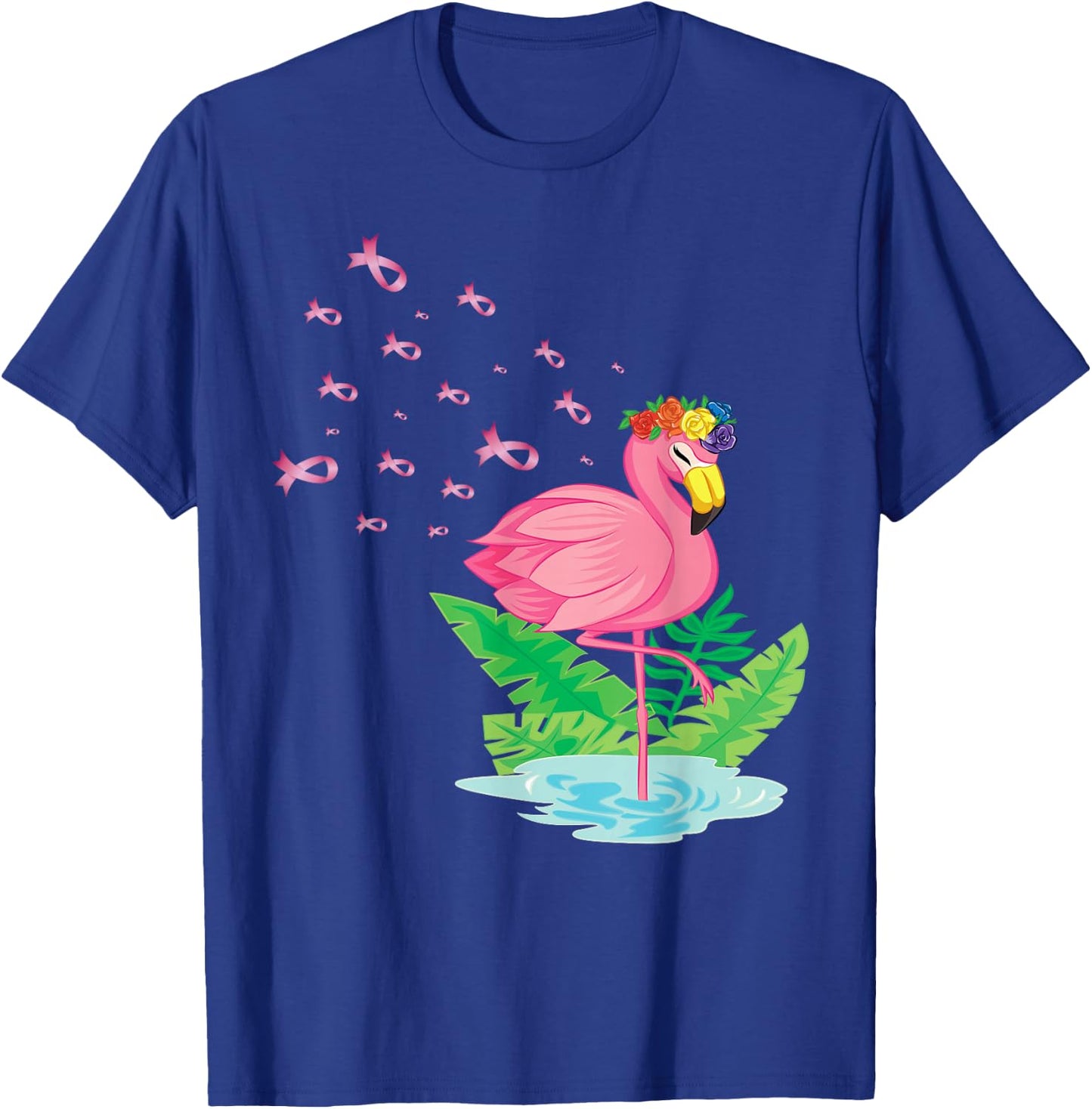 Breast Cancer Pink Flamingo Ribbon Recovery T-Shirt - T-Shirt | Royal