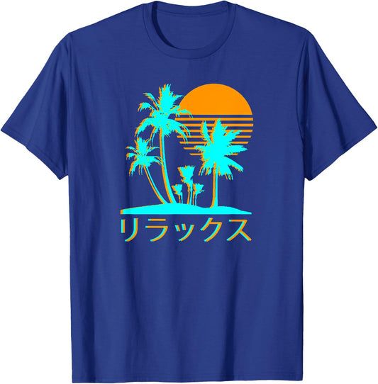 Japanese Relax Vaporwave Harajuku Graphic Design , Black, Small T-Shirt - T-Shirt | Royal