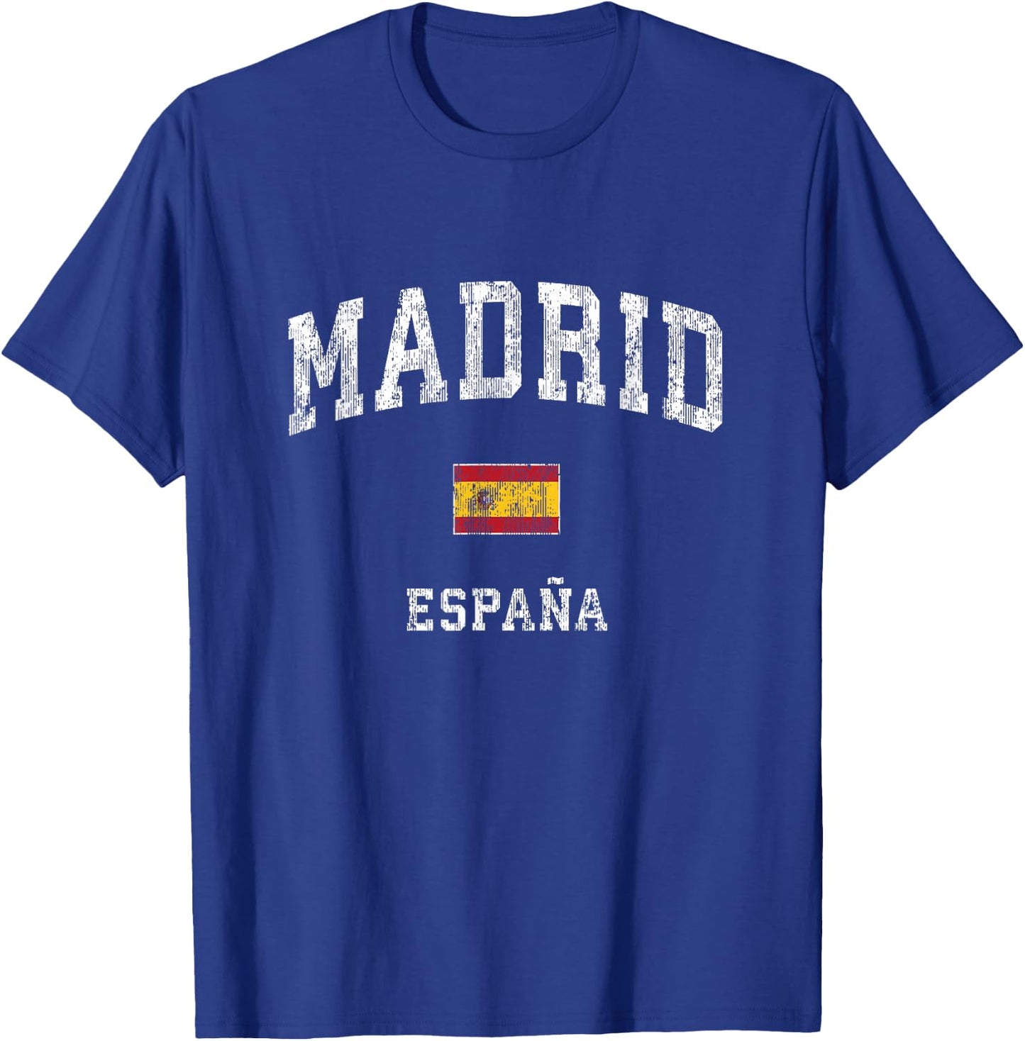 Madrid Spain Espana Vintage Athletic Sports Design T-Shirt - T-Shirt | Royal
