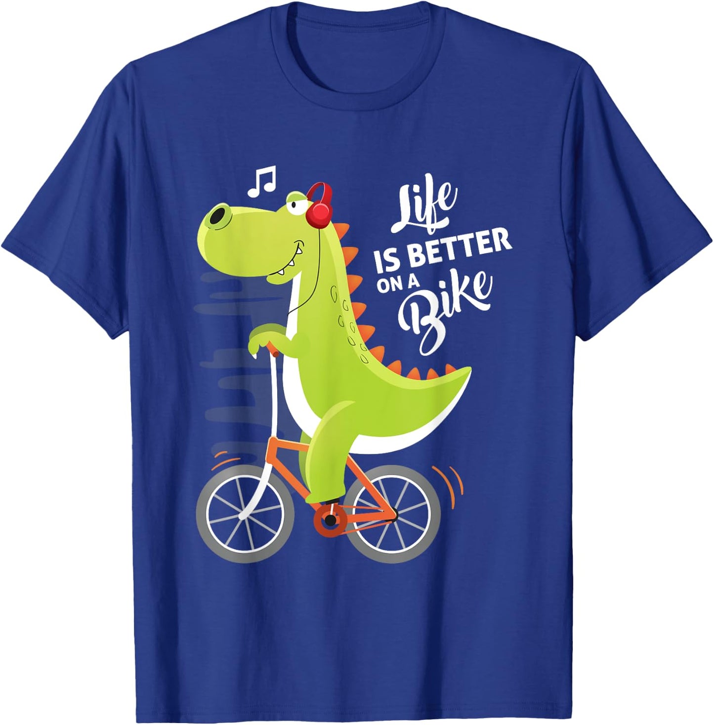 Life is Better On a Bike Cute Dinosaur Bike Cycling Kids T-Shirt - T-Shirt | Royal