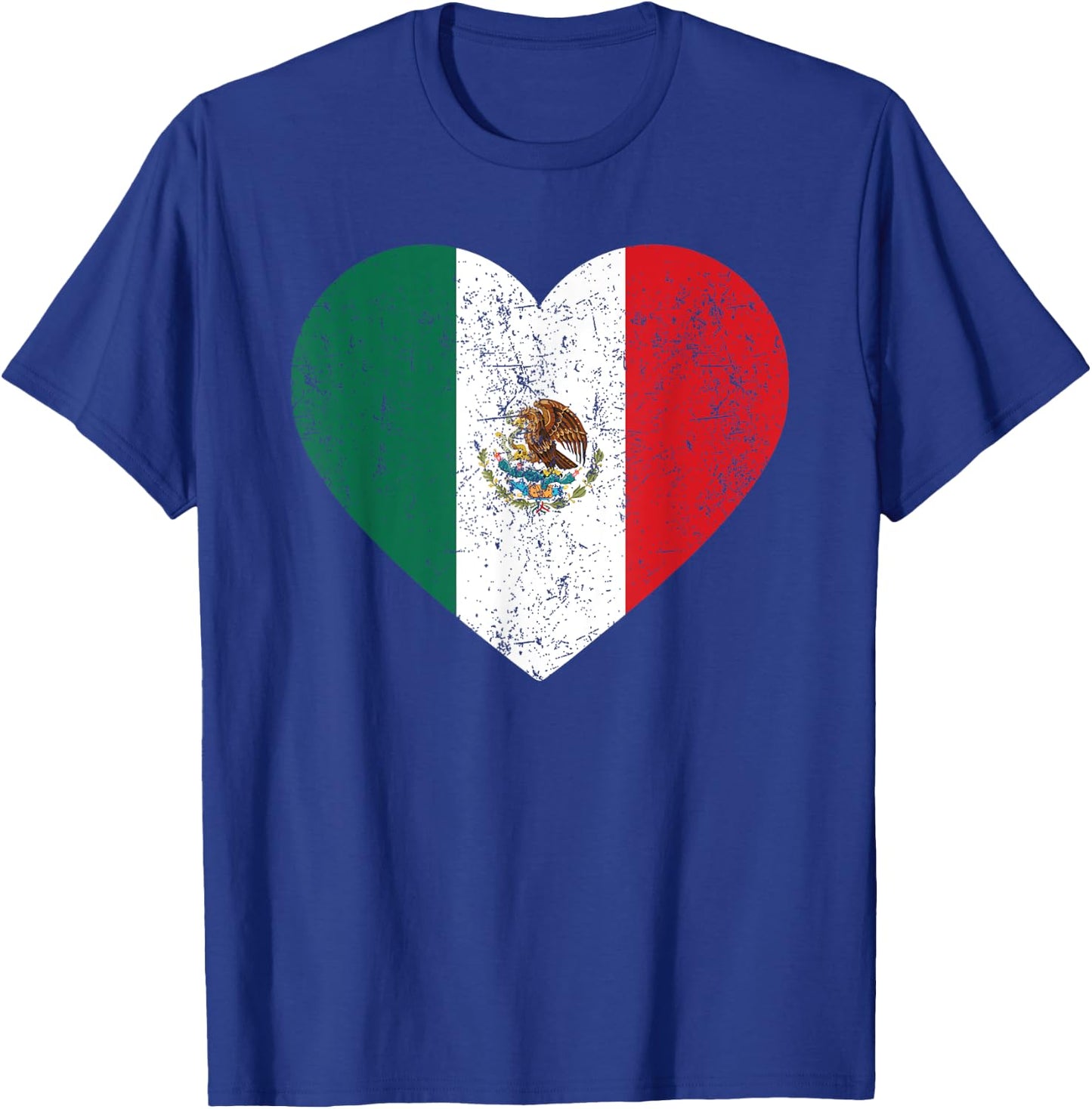 Mexico Flag Heart Mexican Independence Day Women Men Kids T-Shirt - T-Shirt | Royal