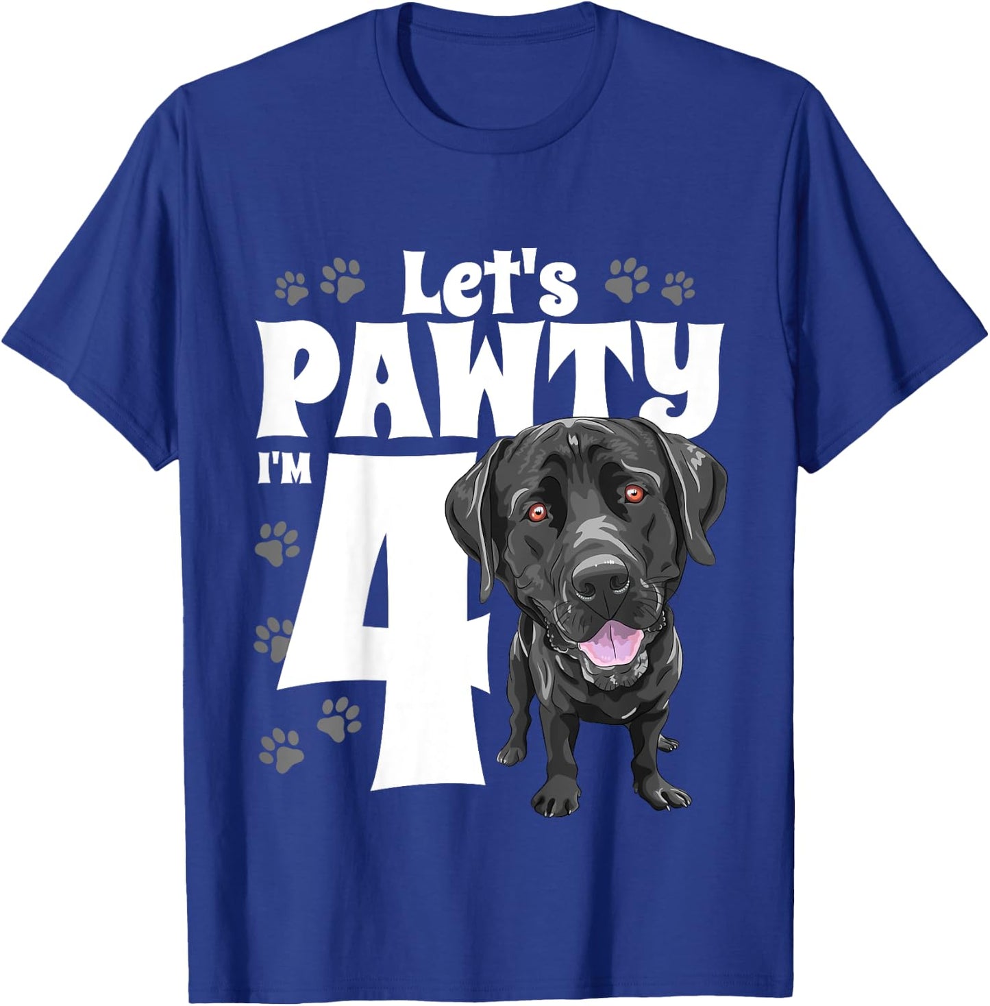 4 Year Old Black Lab Dog Birthday Pawty Labrador 4th Gift T-Shirt - T-Shirt | Royal
