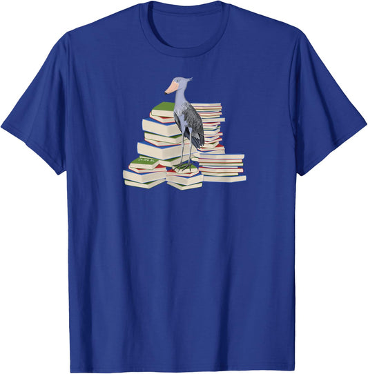 Shoebill Birds and Books Reading Bird Watching Bookworm T-Shirt - T-Shirt | Royal