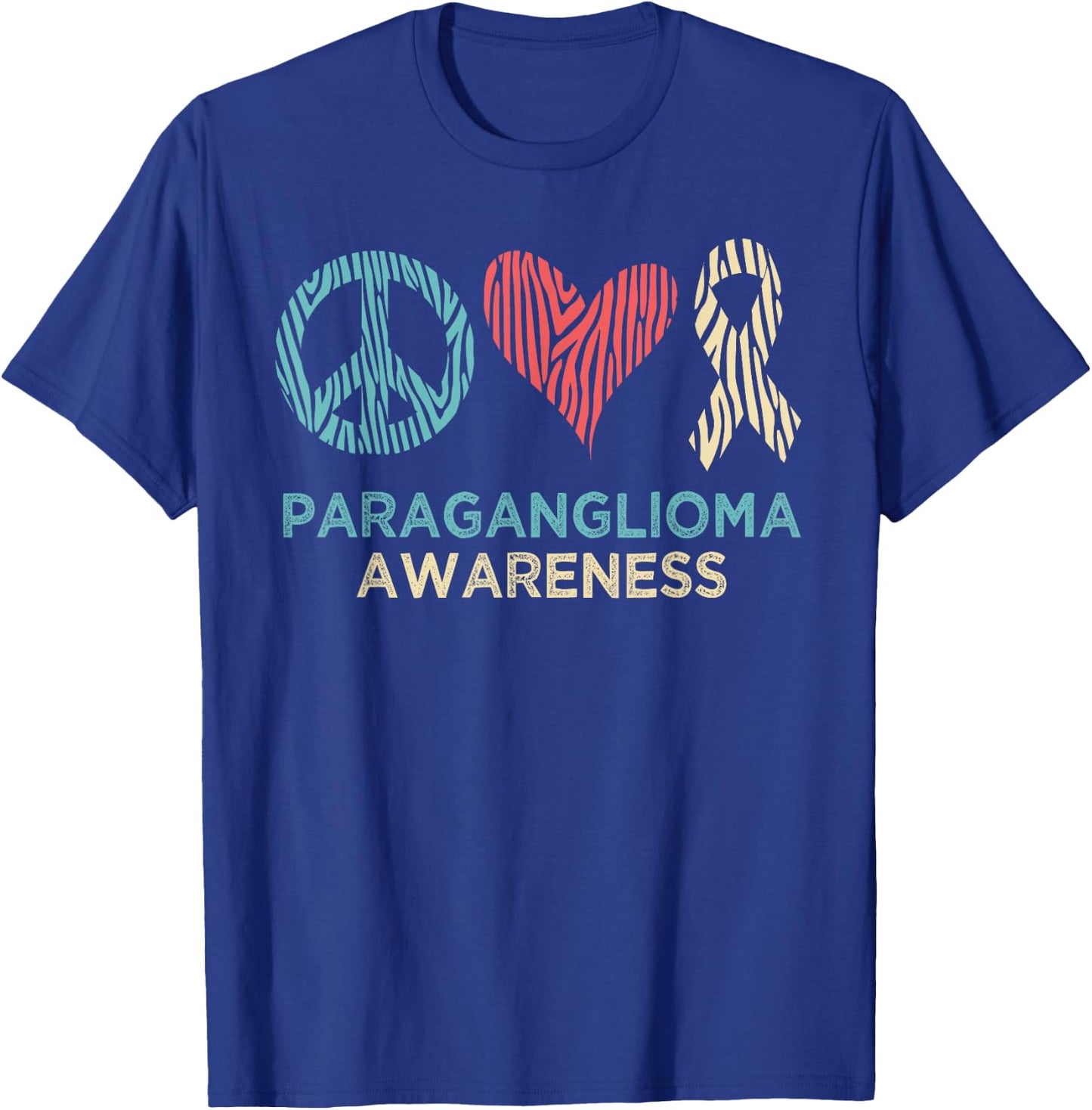 Paraganglioma Awareness Zebra Stripes Vintage Retro Pattern T-Shirt - T-Shirt | Royal
