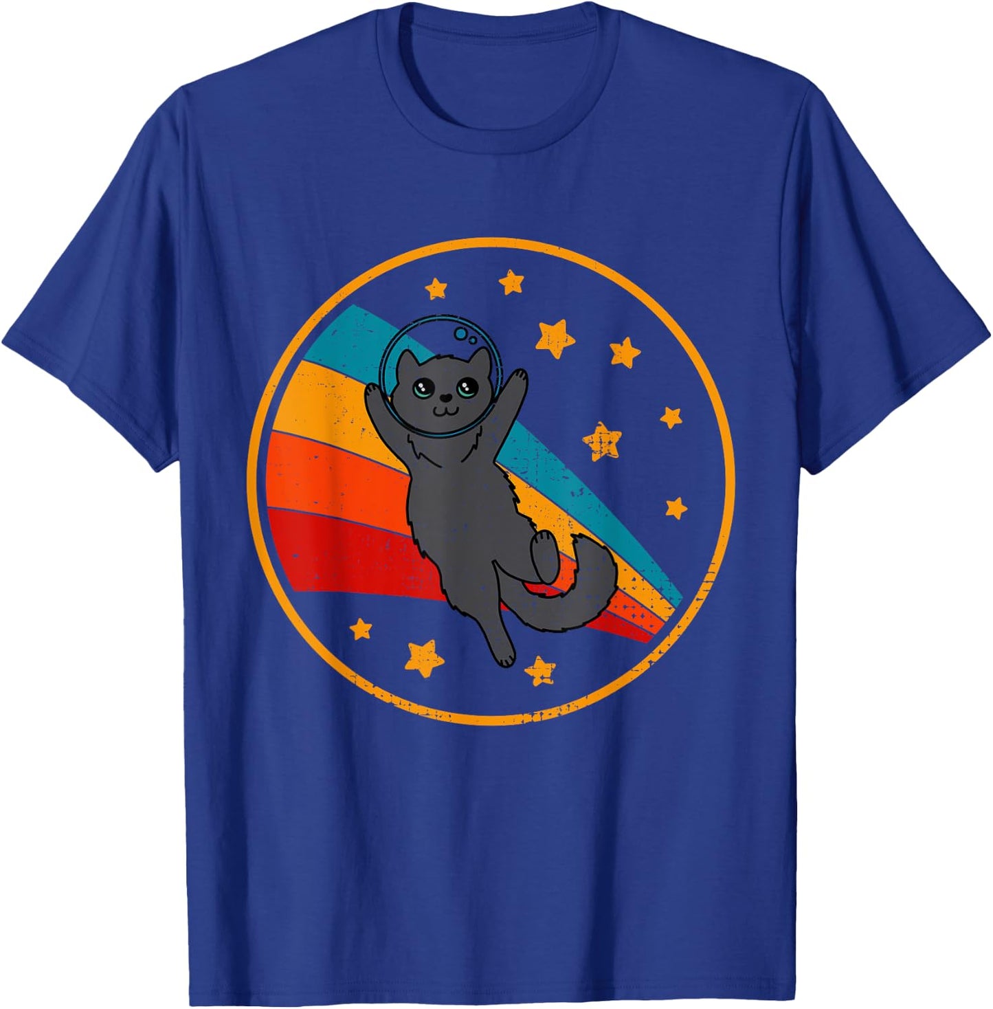 Cute Vintage Nebelung Cat Retro Space Cat Men Women Kids T-Shirt - T-Shirt | Royal