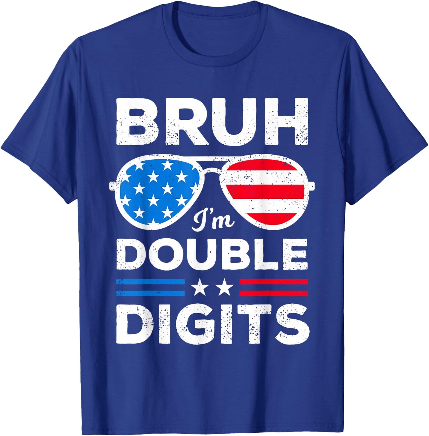 Bruh I'm Double Digits USA Flag Boys Patriotic 10th Birthday T-Shirt - T-Shirt | Royal