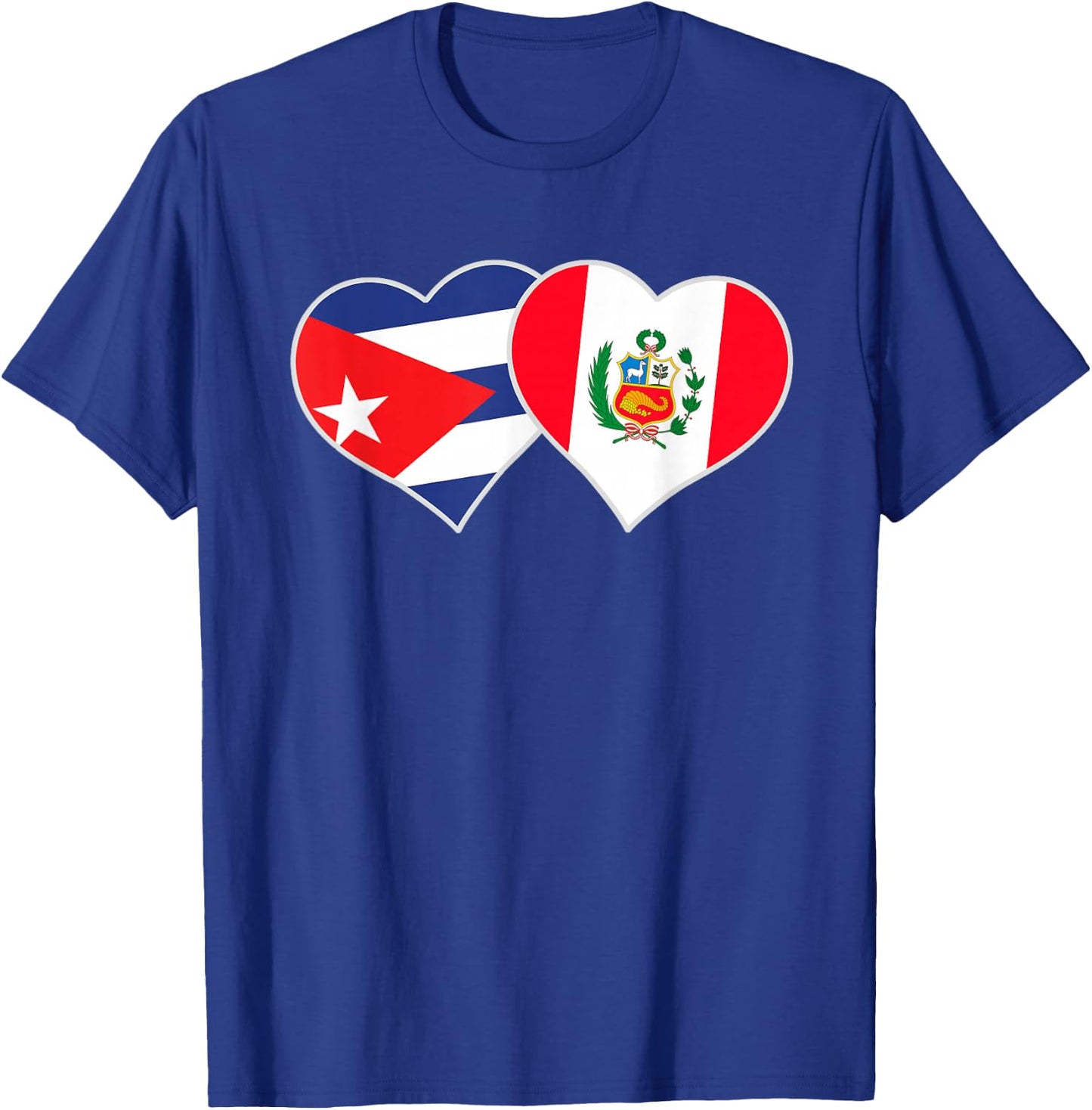 Cuban Peruvian Flag Love Peru Cuba Heart T-Shirt - T-Shirt | Royal