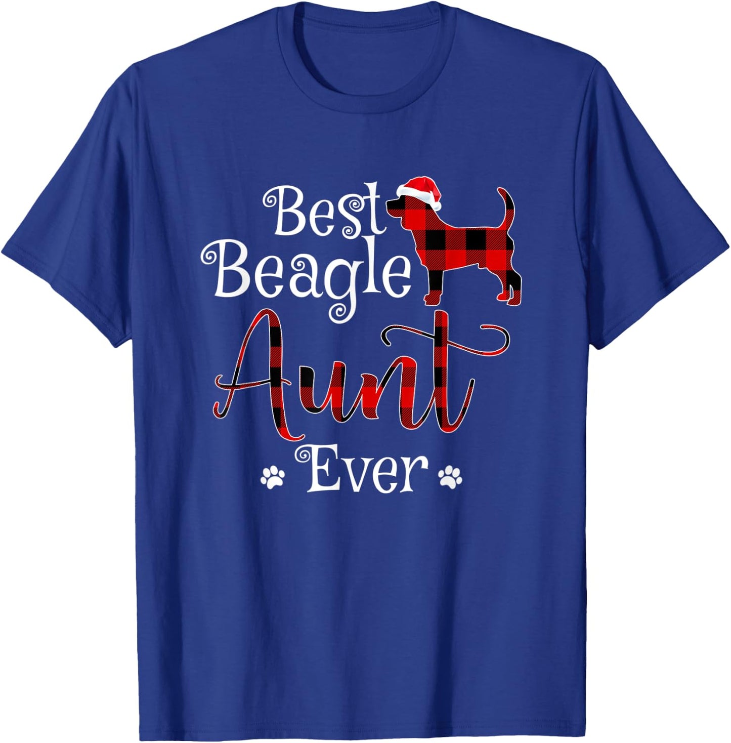 Best Beagle Aunt Ever plaid Christmas Gift T-Shirt - T-Shirt | Royal