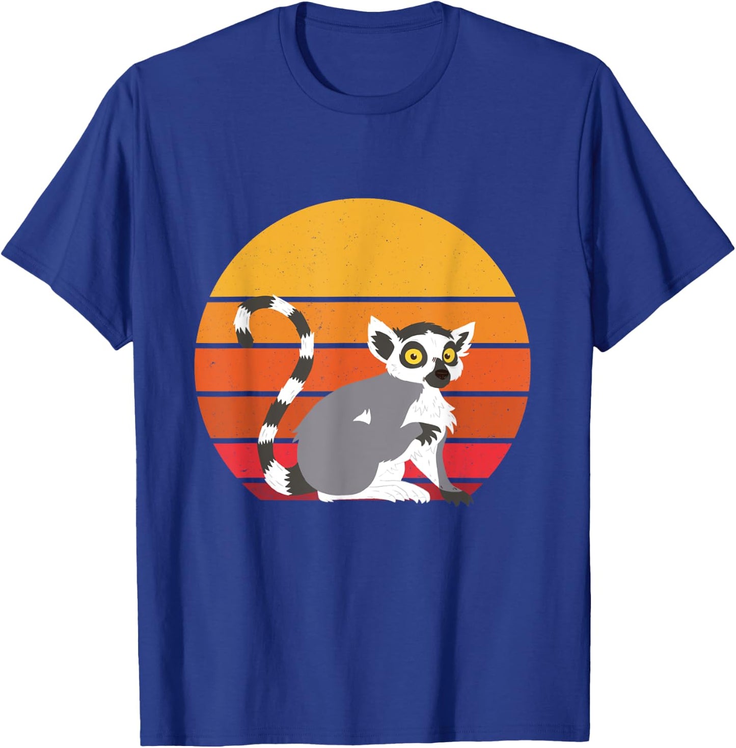 Lemur Sunset Funny Lemur Lover Retro Madagascar Animal T-Shirt - T-Shirt | Royal