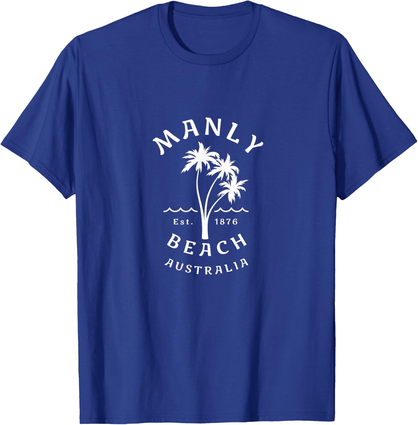 Retro Manly Beach Original Australia Graphic Design Novelty T-Shirt - T-Shirt | Royal