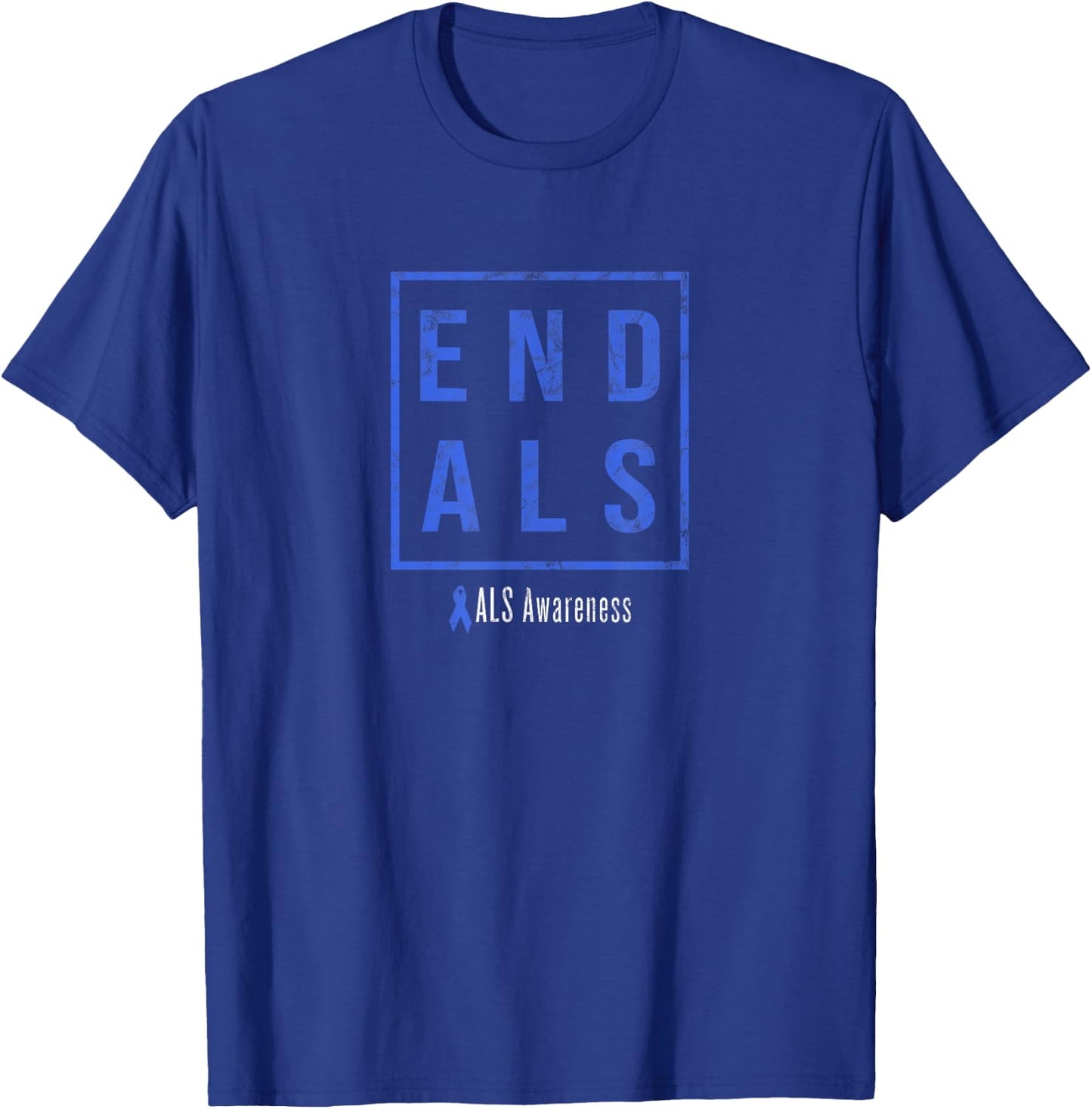 END ALS, Distressed ALS Awareness T-Shirt - T-Shirt | Royal