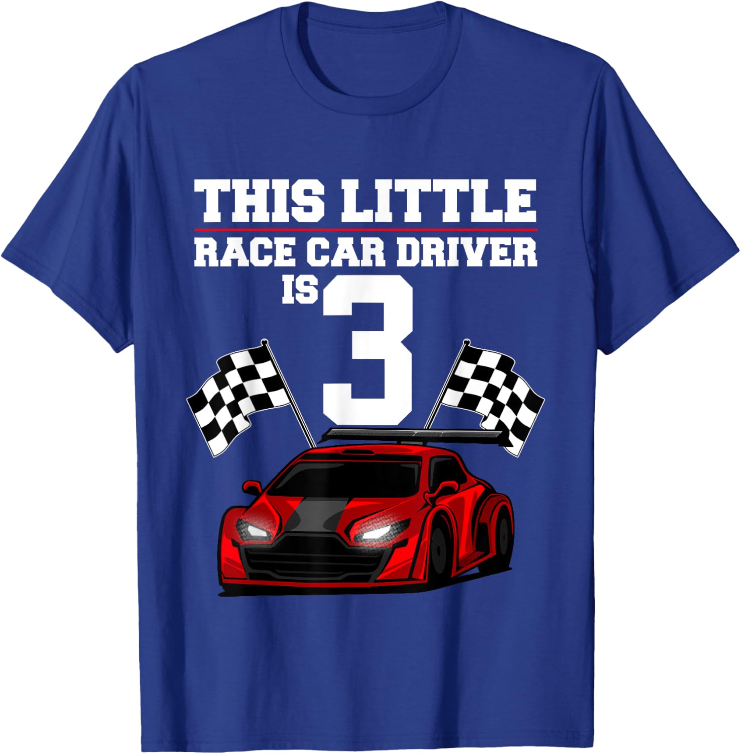 Funny 3rd Birthday Gift Boys 3 Years Old Race Car Drivers T-Shirt - T-Shirt | Royal