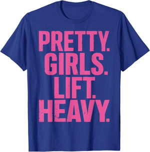 Weightlifting Fitness Gym Powerlifter Girl - Pretty Girls Lift Heavy - Black - Women's Workout - Small - - Short Sleeve - Classic Modern - Letter Print - Pull On - 1 Count T-Shirt - T-Shirt | Royal