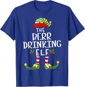 Beer Drinking Christmas Elf Matching Pajama X-Mas Party T-Shirt - T-Shirt | Royal