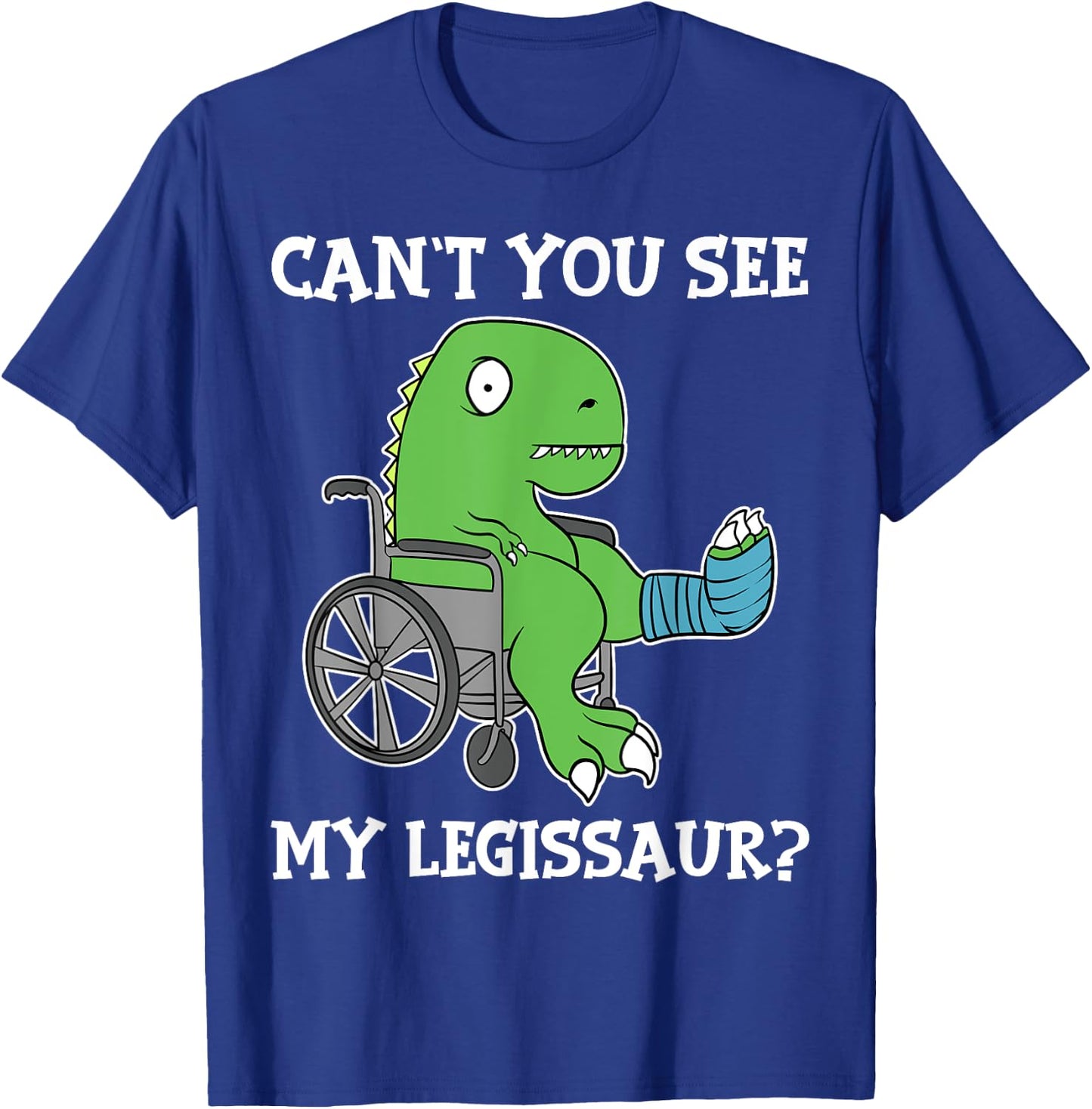 Dino Funny Get Well Broken Leg Gift Dinosaur with a Cast Small T-Shirt - T-Shirt | Royal