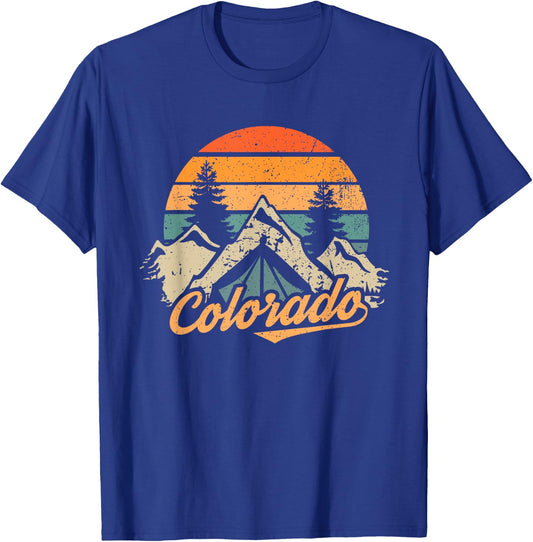 Colorado - Retro Vintage Mountains Nature Hiking Small T-Shirt - T-Shirt | Royal