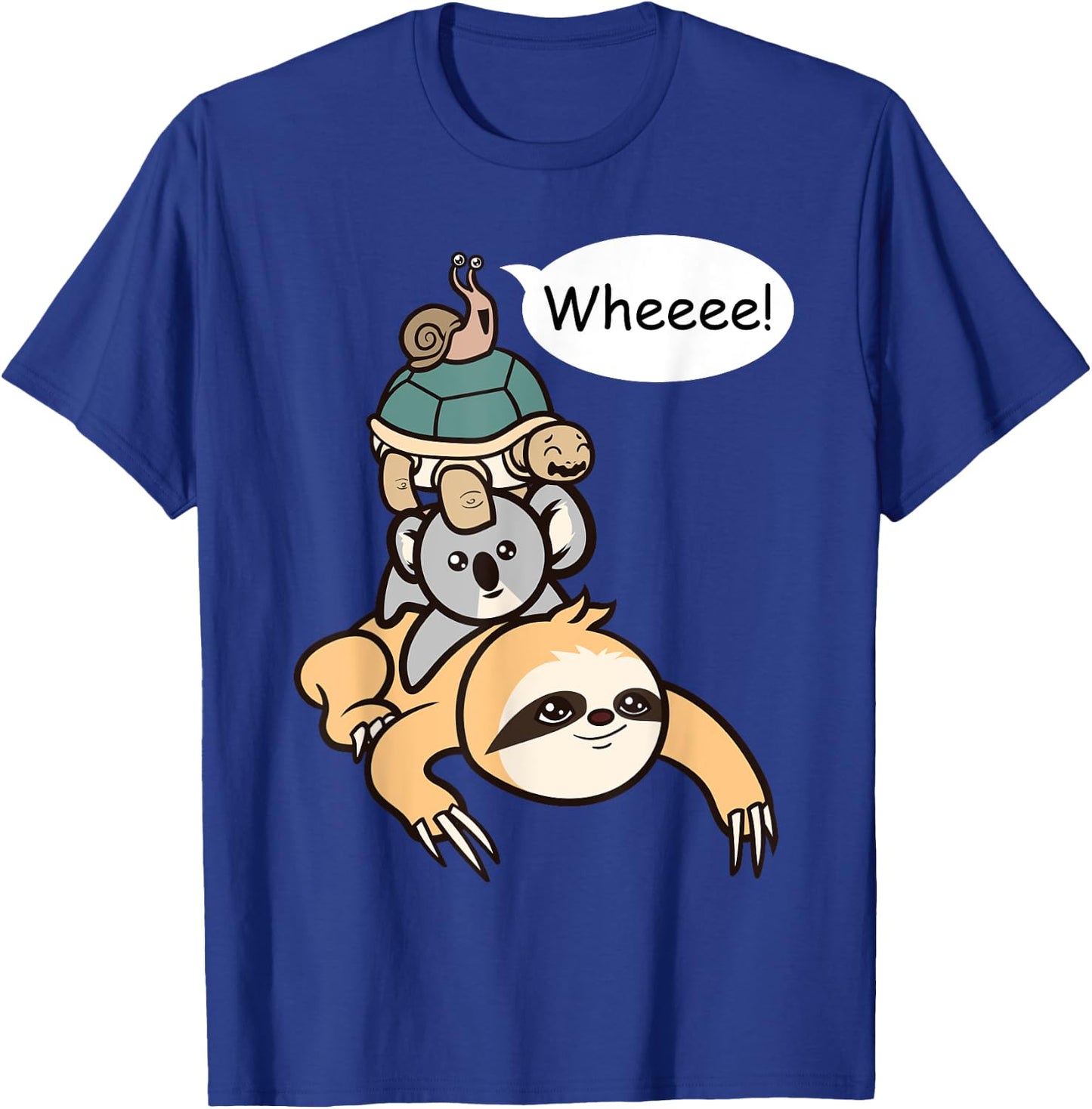 Funny Slow Moving Sloth Turtle Koala Snail Family Race T-Shirt - T-Shirt | Royal
