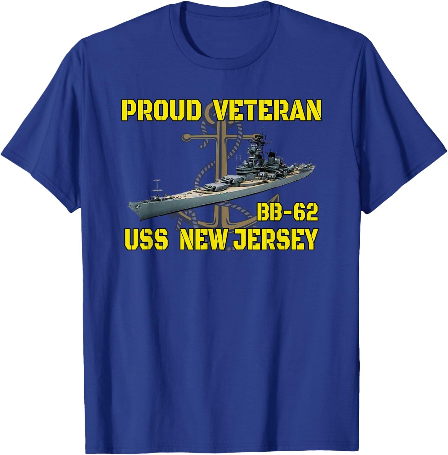 USS New Jersey BB-62 Battleship Veterans Day Father Grandpa T-Shirt - T-Shirt | Royal