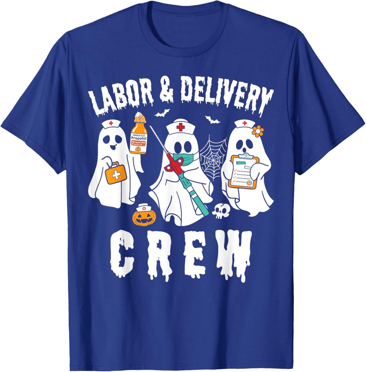 Labor & Delivery Boo Crew Funny Halloween Costume L&d Nurse T-Shirt - T-Shirt | Royal