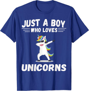Cute Just a Boy who loves Unicorns Unicorn Gift T-Shirt - T-Shirt | Royal