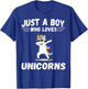 Cute Just a Boy who loves Unicorns Unicorn Gift T-Shirt - T-Shirt | Royal