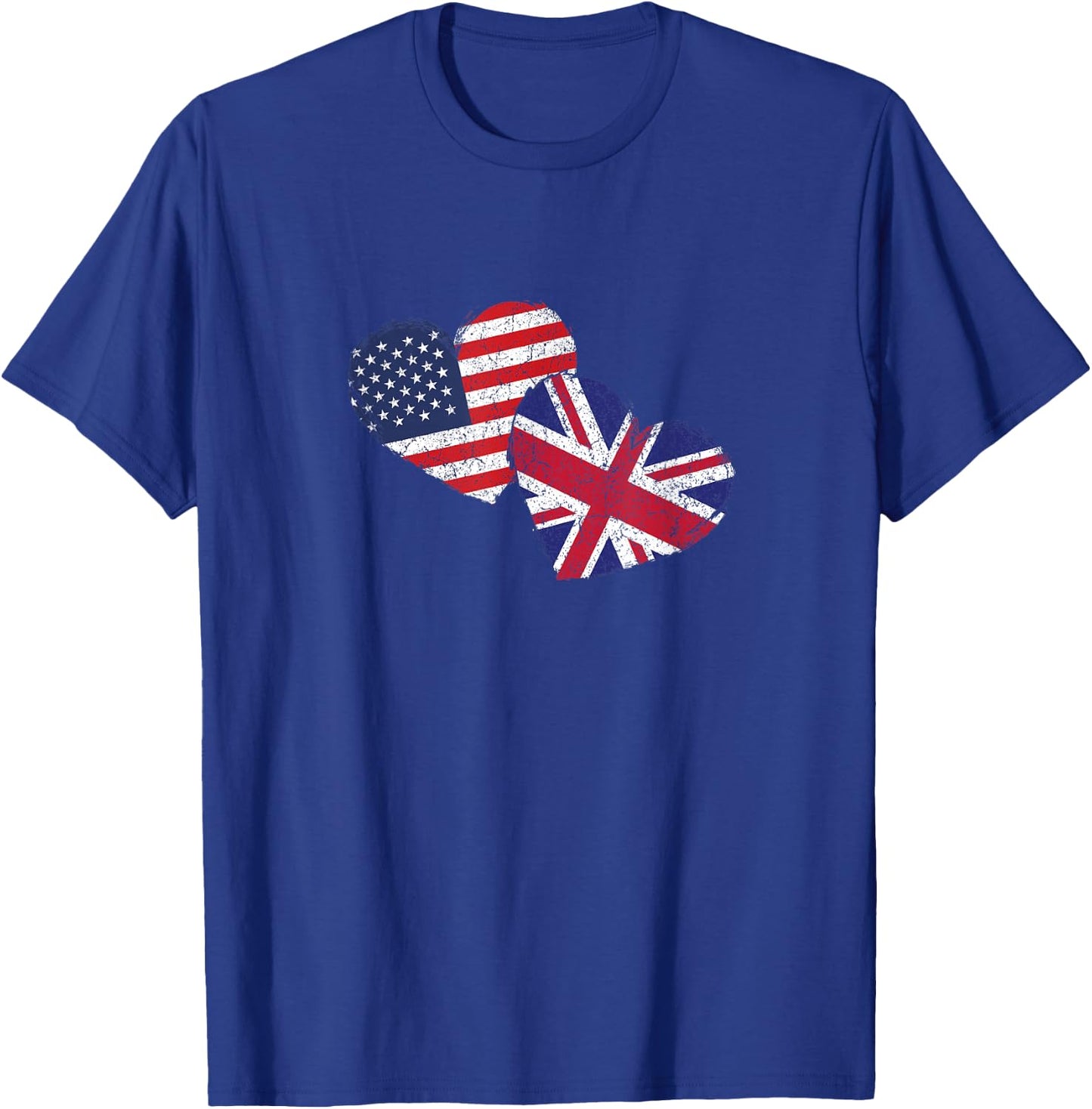 USA United Kingdom Heart Country Flag American British T-Shirt - T-Shirt | Royal