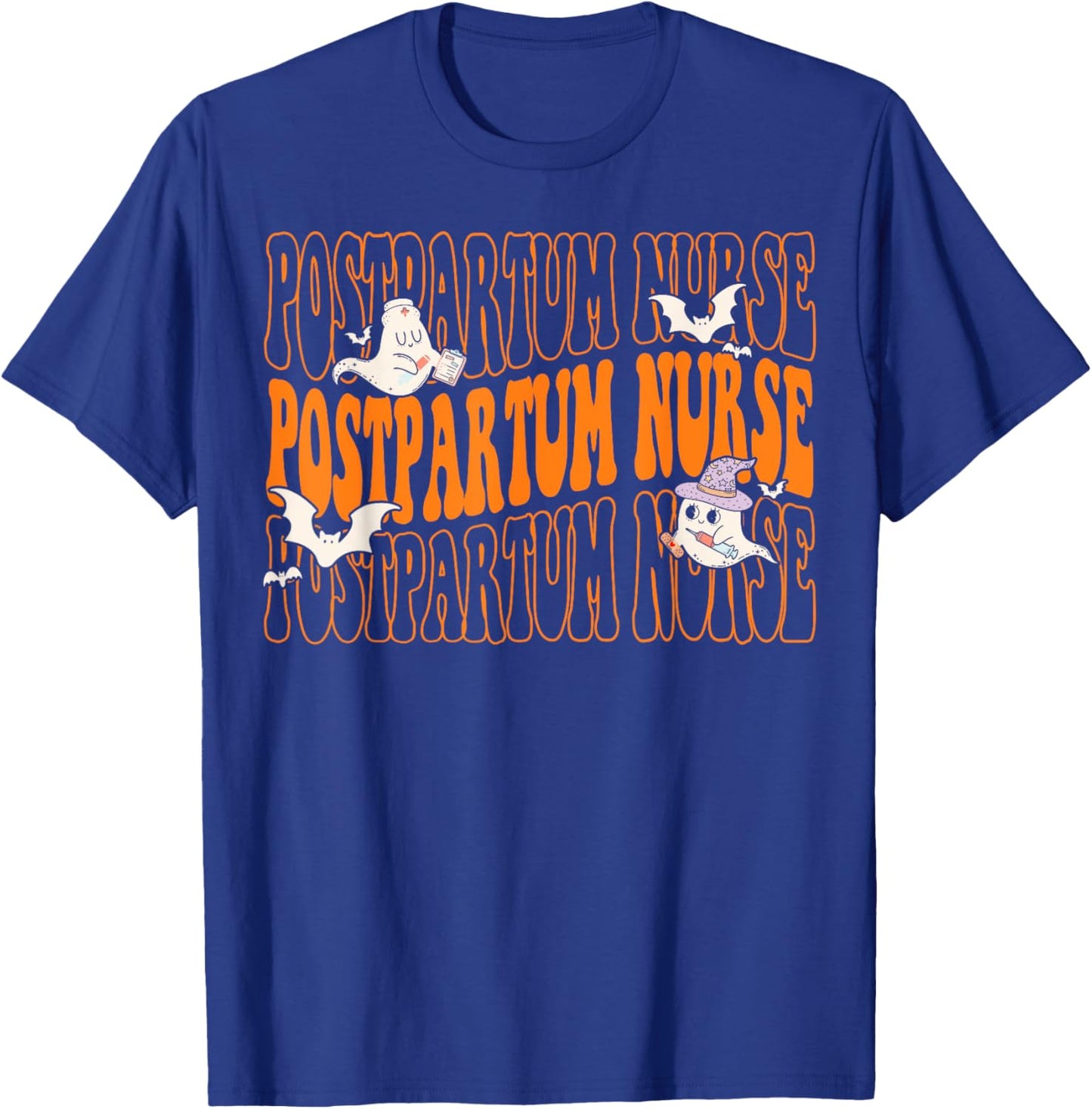 Postpartum Nurse Boo Crew Halloween Mother Baby Nurse T-Shirt - T-Shirt | Royal