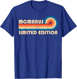 MCMANUS Surname Retro Vintage 80s 90s Birthday Reunion T-Shirt - T-Shirt | Royal