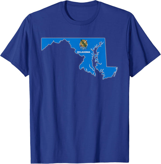 MARYLAND STATE MAP OKLAHOMA OK Flag Roots Men Women Gift T-Shirt - T-Shirt | Royal
