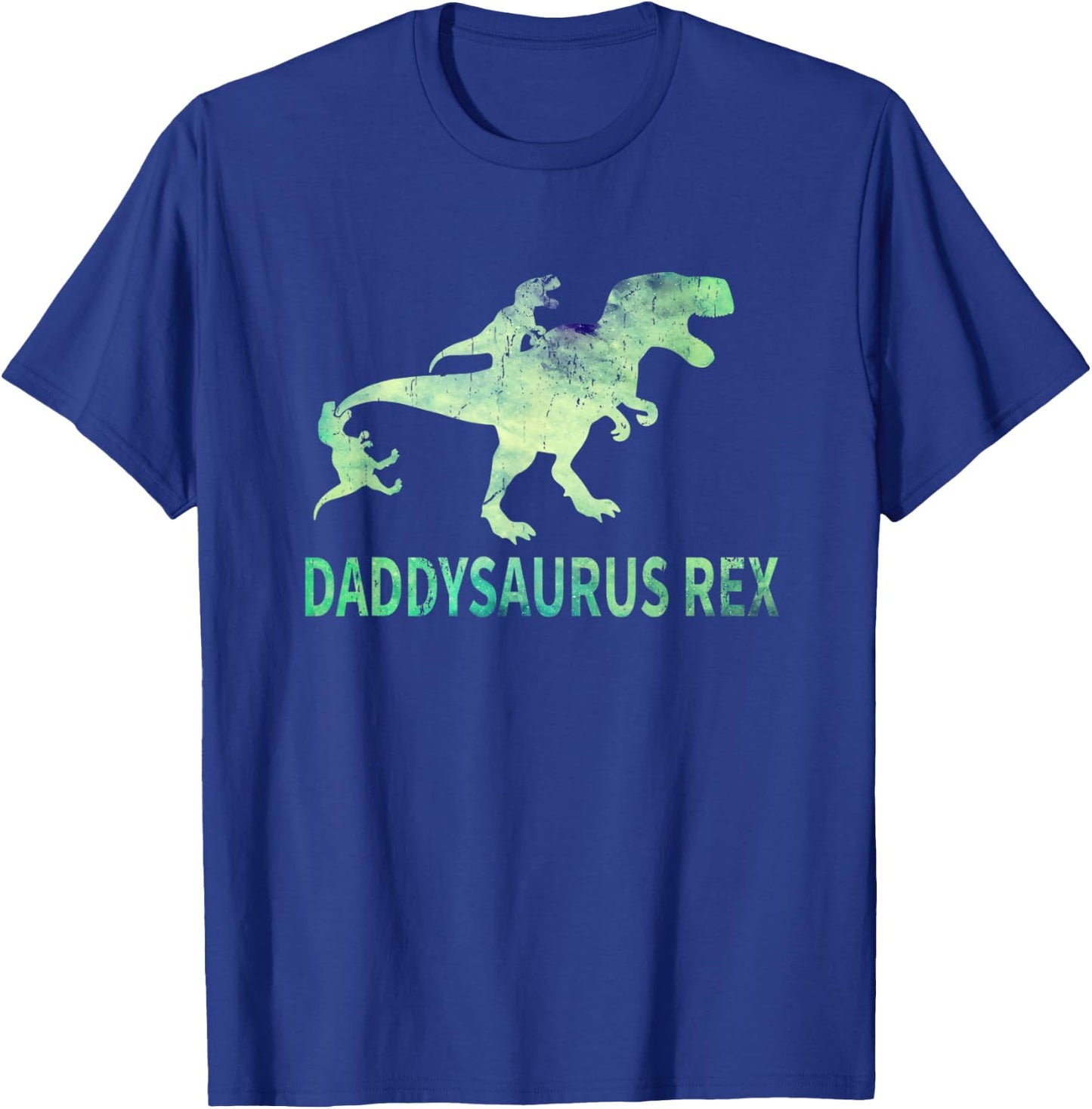 Daddysaurus T Rex Dinosaur Daddy Saurus Dad 2 Two Kids Dino T-Shirt - T-Shirt | Royal