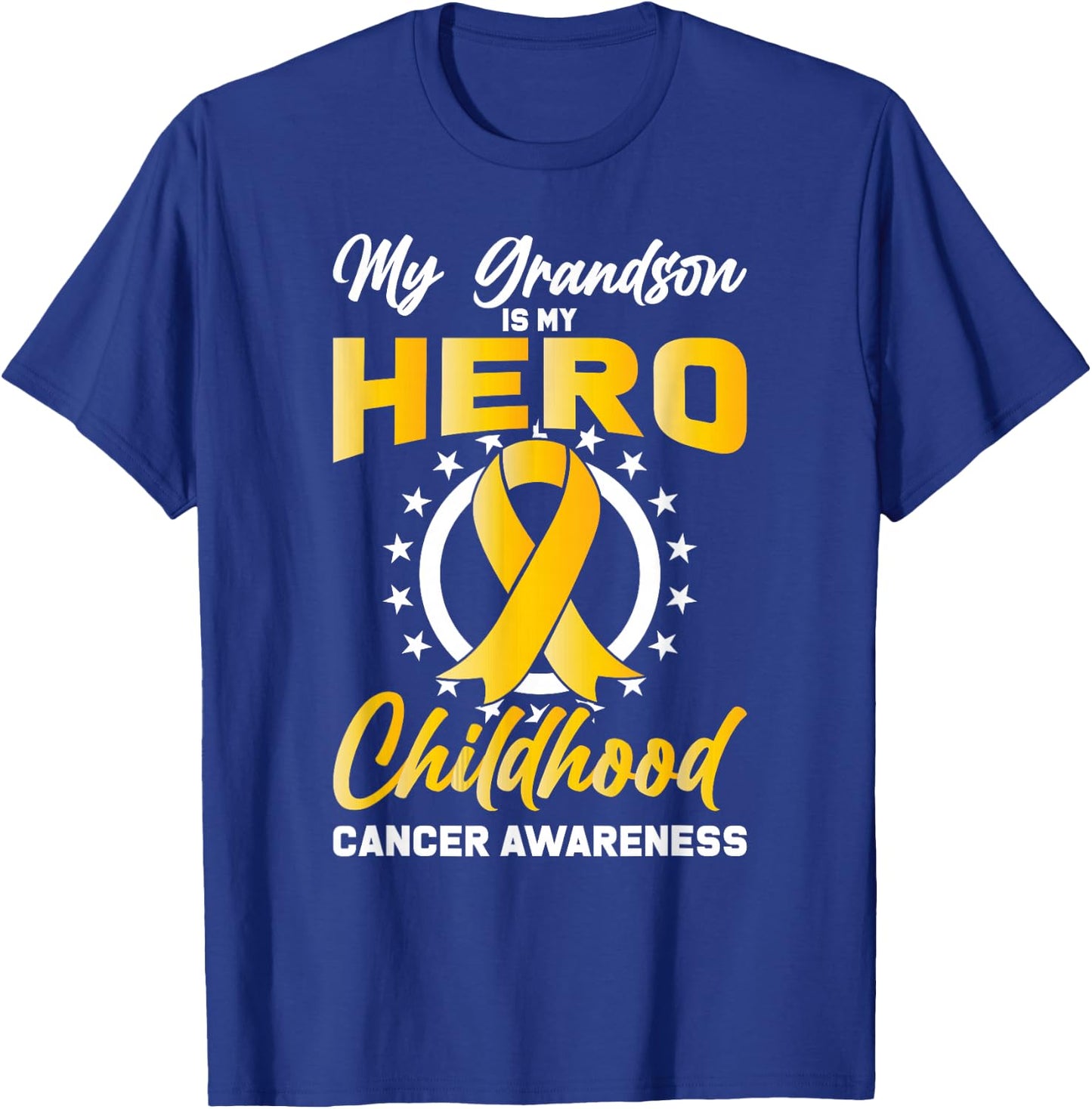 Grandson Childhood Ribbon Support Cancer Awareness Gift T-Shirt - T-Shirt | Royal
