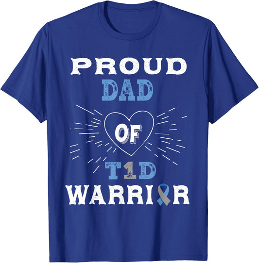 T1D Proud Dad Diabetes Awareness Type 1 Insulin Pancreas T-Shirt - T-Shirt | Royal