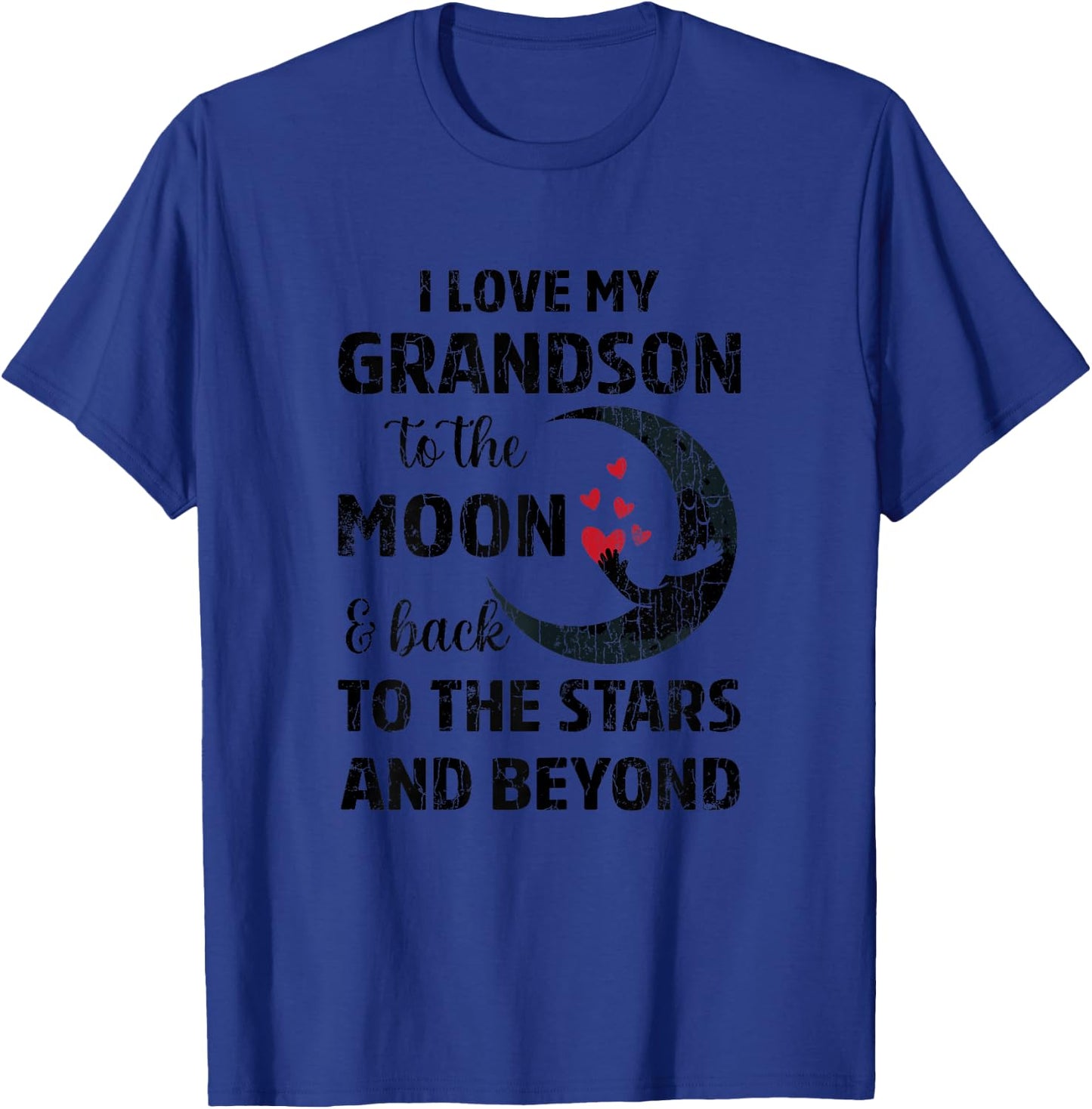 I Love My Grandson To The Moon Funny Grandparents Graphic T-Shirt - T-Shirt | Royal