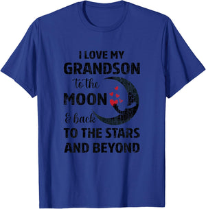 I Love My Grandson To The Moon Funny Grandparents Graphic T-Shirt - T-Shirt | Royal