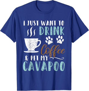 Funny Coffee and Pet My Cavapoo Dog Gift T-Shirt - T-Shirt | Royal