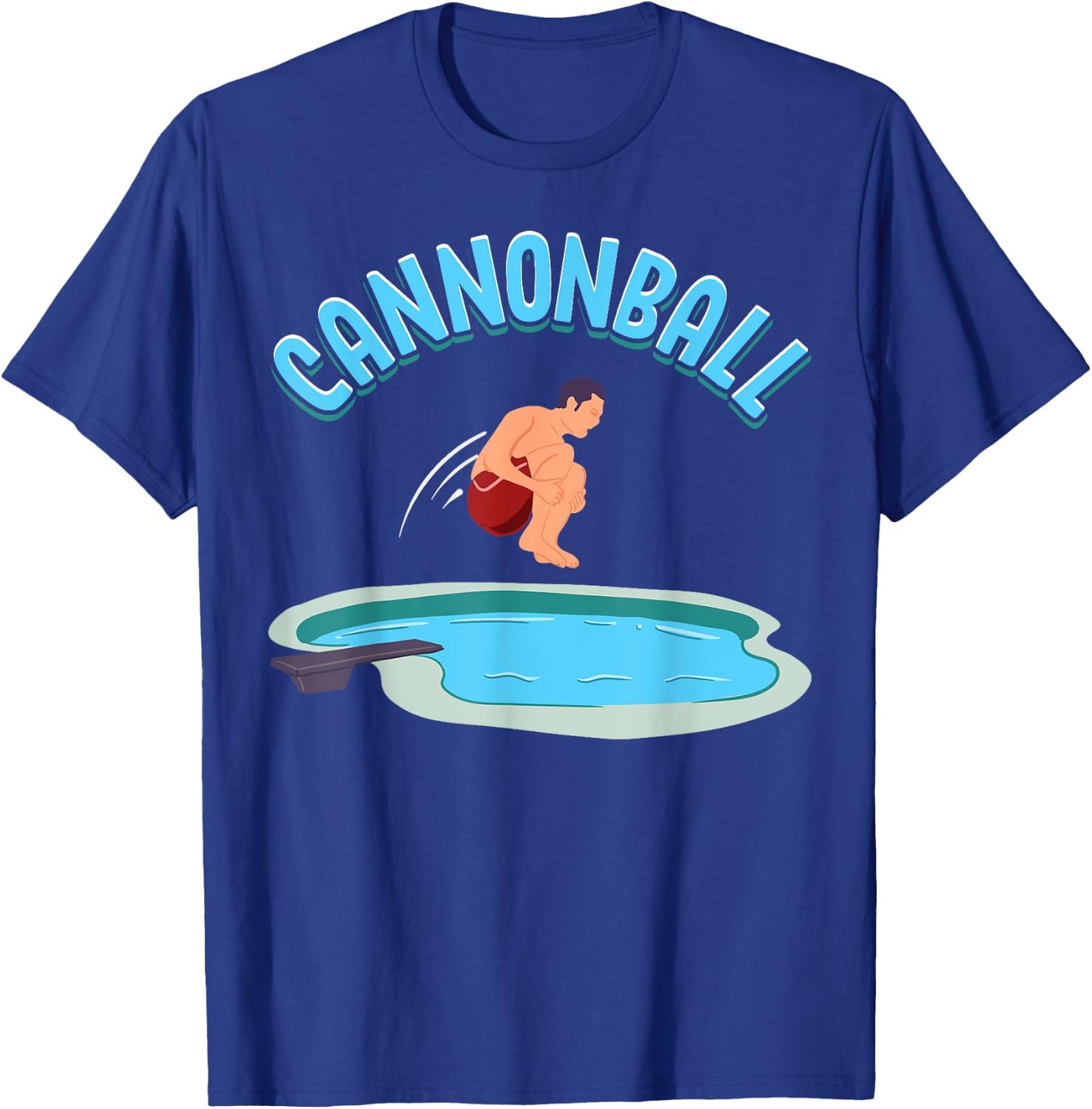 Cannonball Swimming Pool Fun Diving Funny Diver Swimmer Cool T-Shirt - T-Shirt | Royal