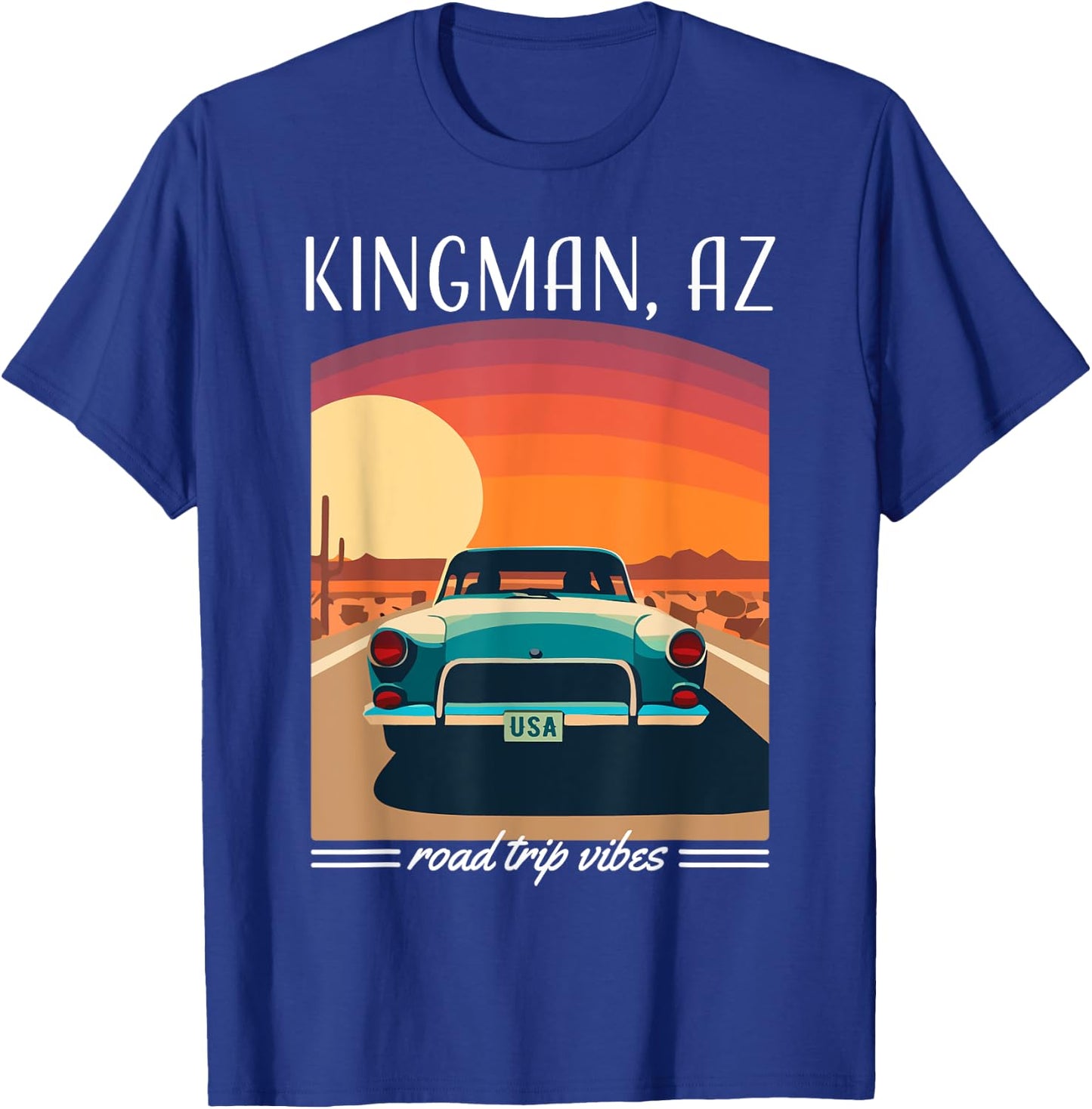 Kingman AZ Retro Highway Nostalgic Vintage Car Design T-Shirt - T-Shirt | Royal