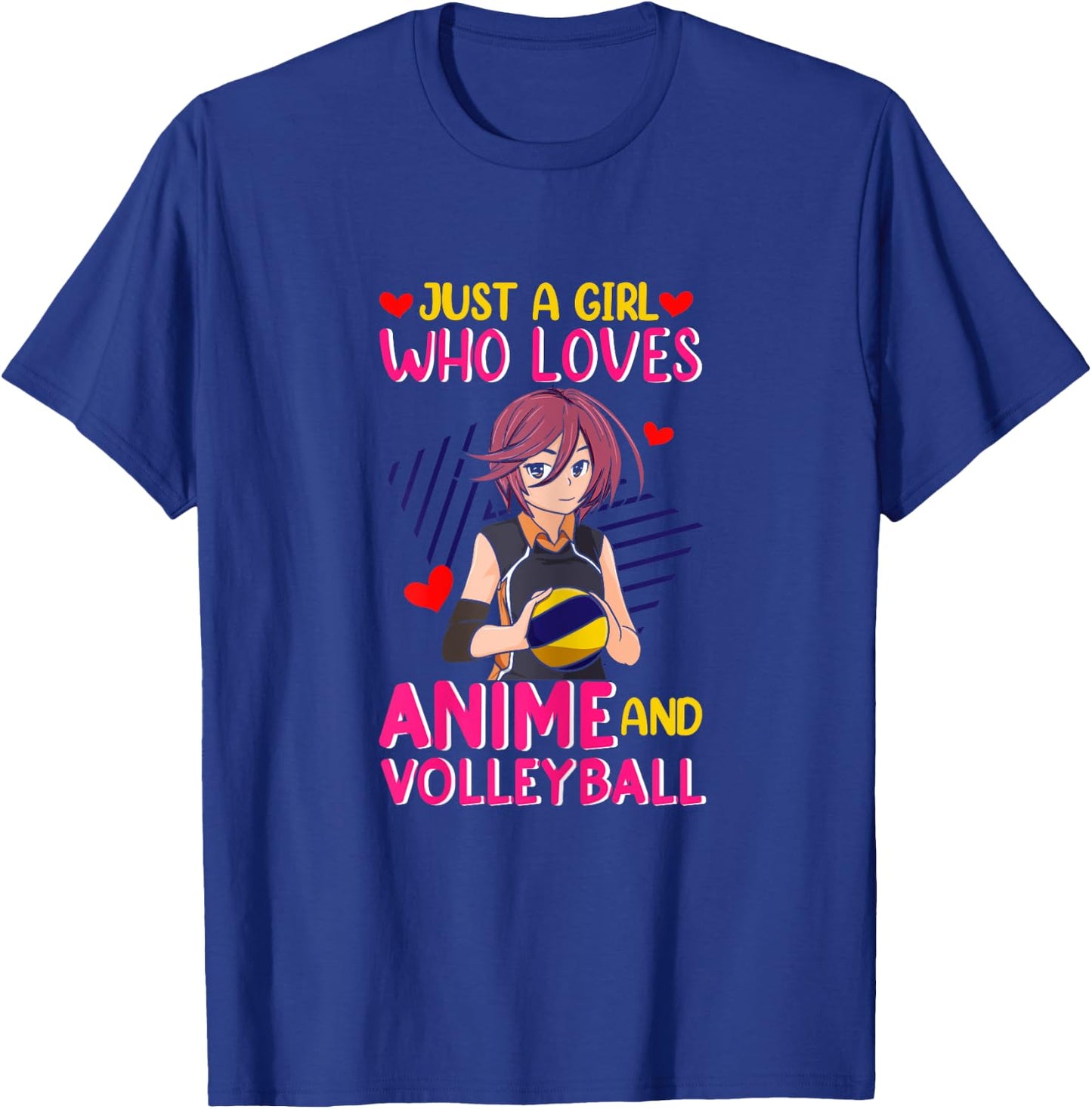Just A Girl Who Loves Anime and Volleyball - Kawaii T-Shirt - T-Shirt | Royal