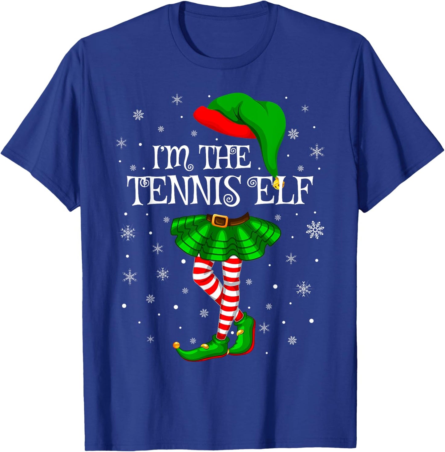 Tennis Elf Christmas Matching Family Women Girls Elf T-Shirt - T-Shirt | Royal