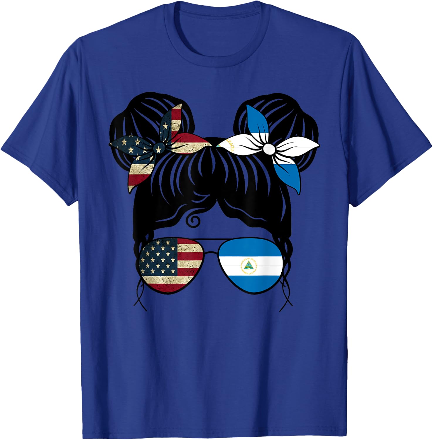 Half American Half Nicaraguan Girl USA Nicaragua Flag Kids T-Shirt - T-Shirt | Royal