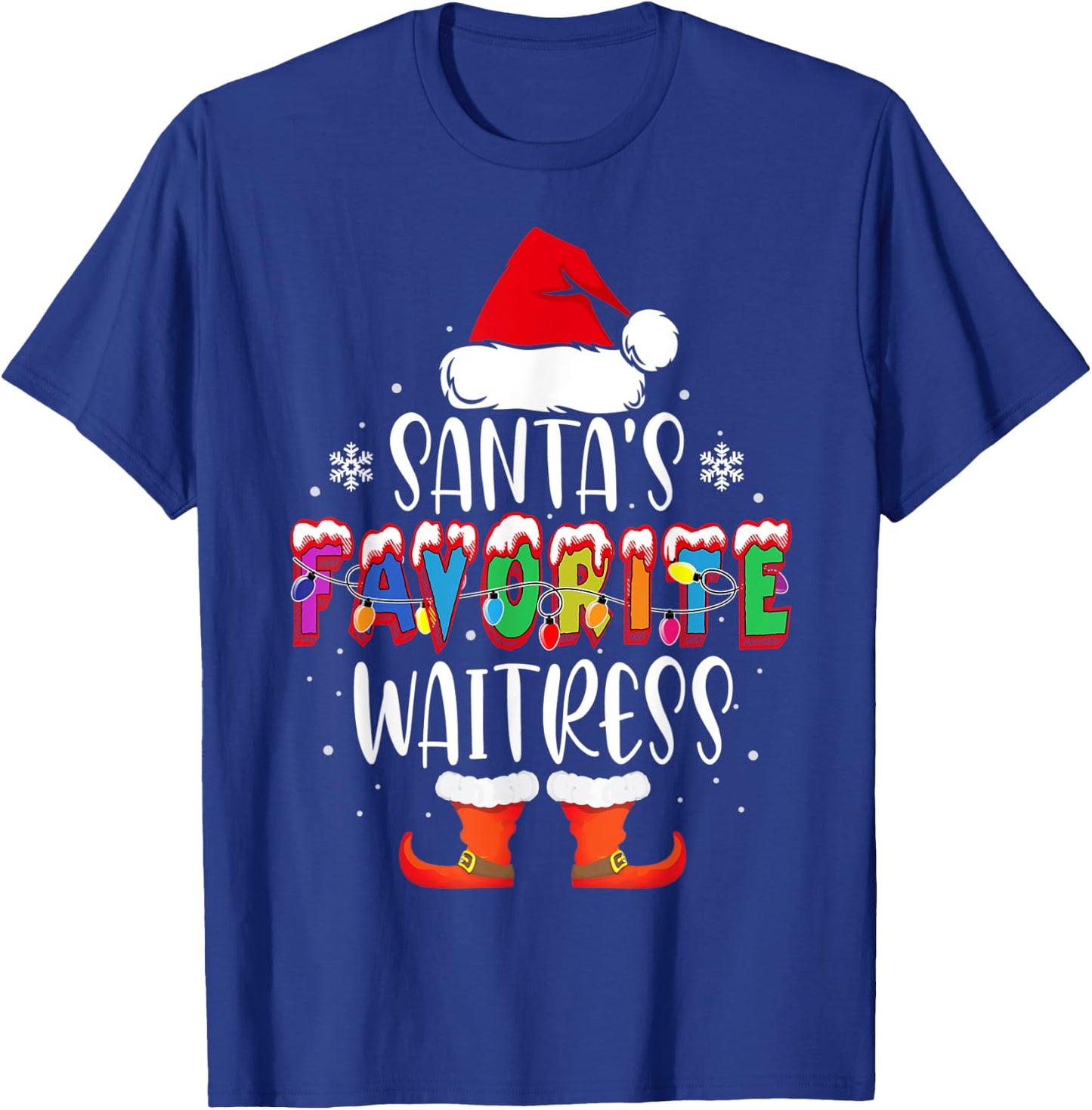 Santa's Favorite Waitress Funny Christmas Santa Gift T-Shirt - T-Shirt | Royal