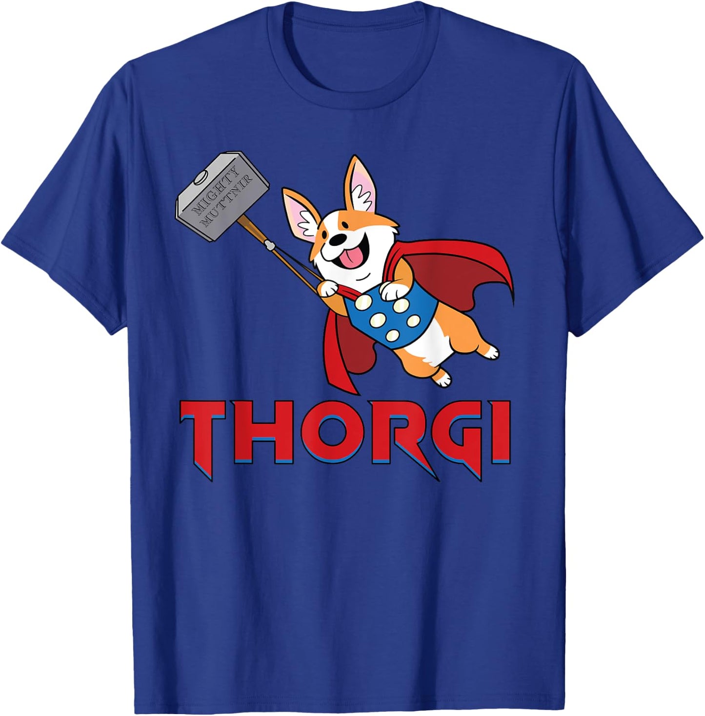 Thorgi and the Mighty Muttnir Corgi Norse God Parody T-Shirt - T-Shirt | Royal