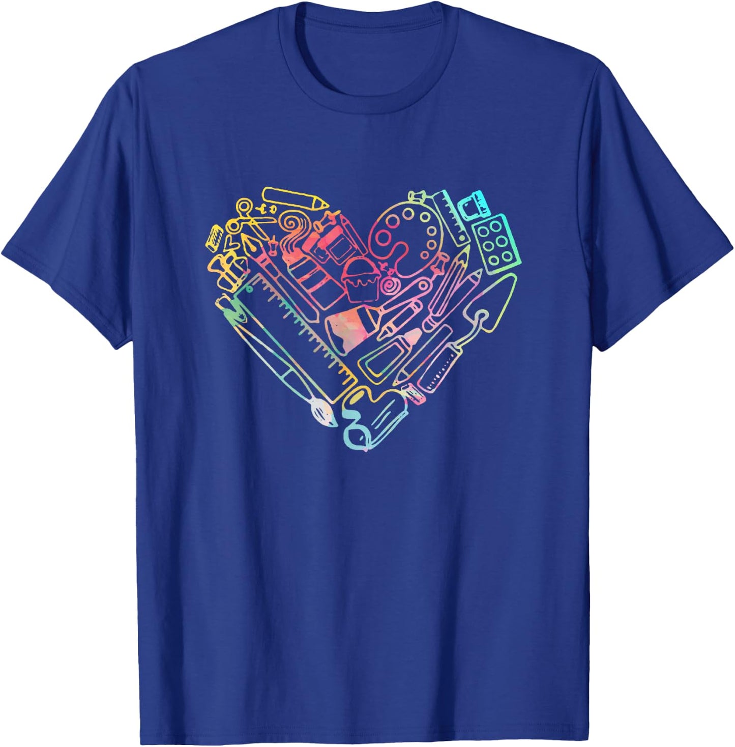 Heart Shape Love Watercolor Art Teacher Artists Painter T-Shirt - T-Shirt | Royal
