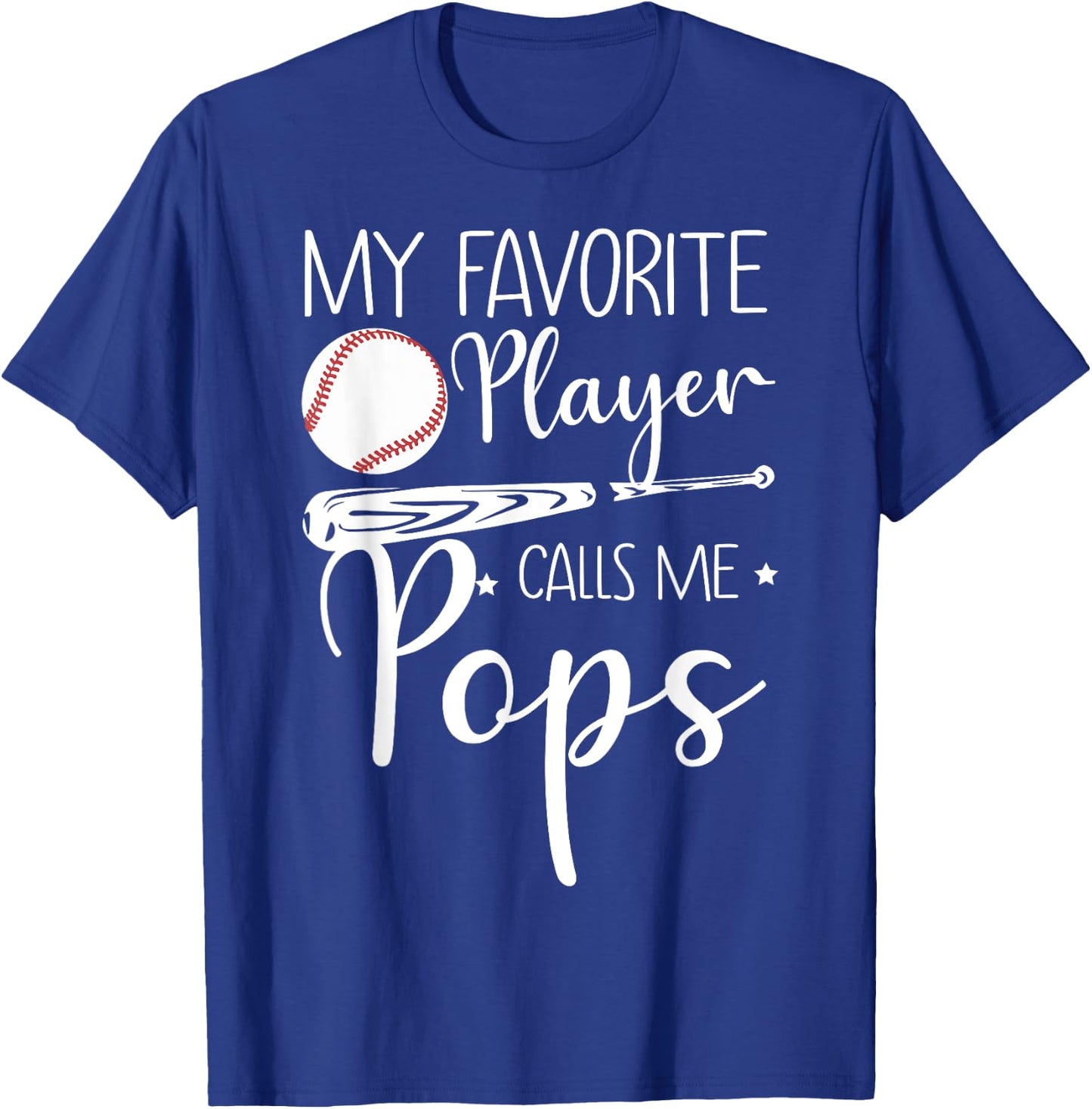 Baseball My Favorite Player Calls Me Pops Grandpa Gift T-Shirt - T-Shirt | Royal